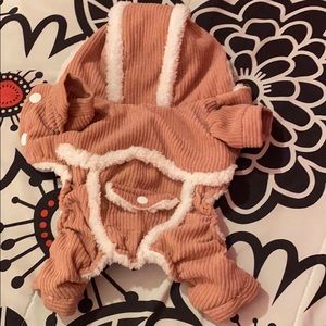 xs old rose pink and white dog onesie